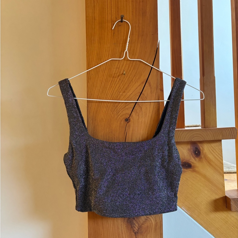Babaton Glittery Dark Crop Top